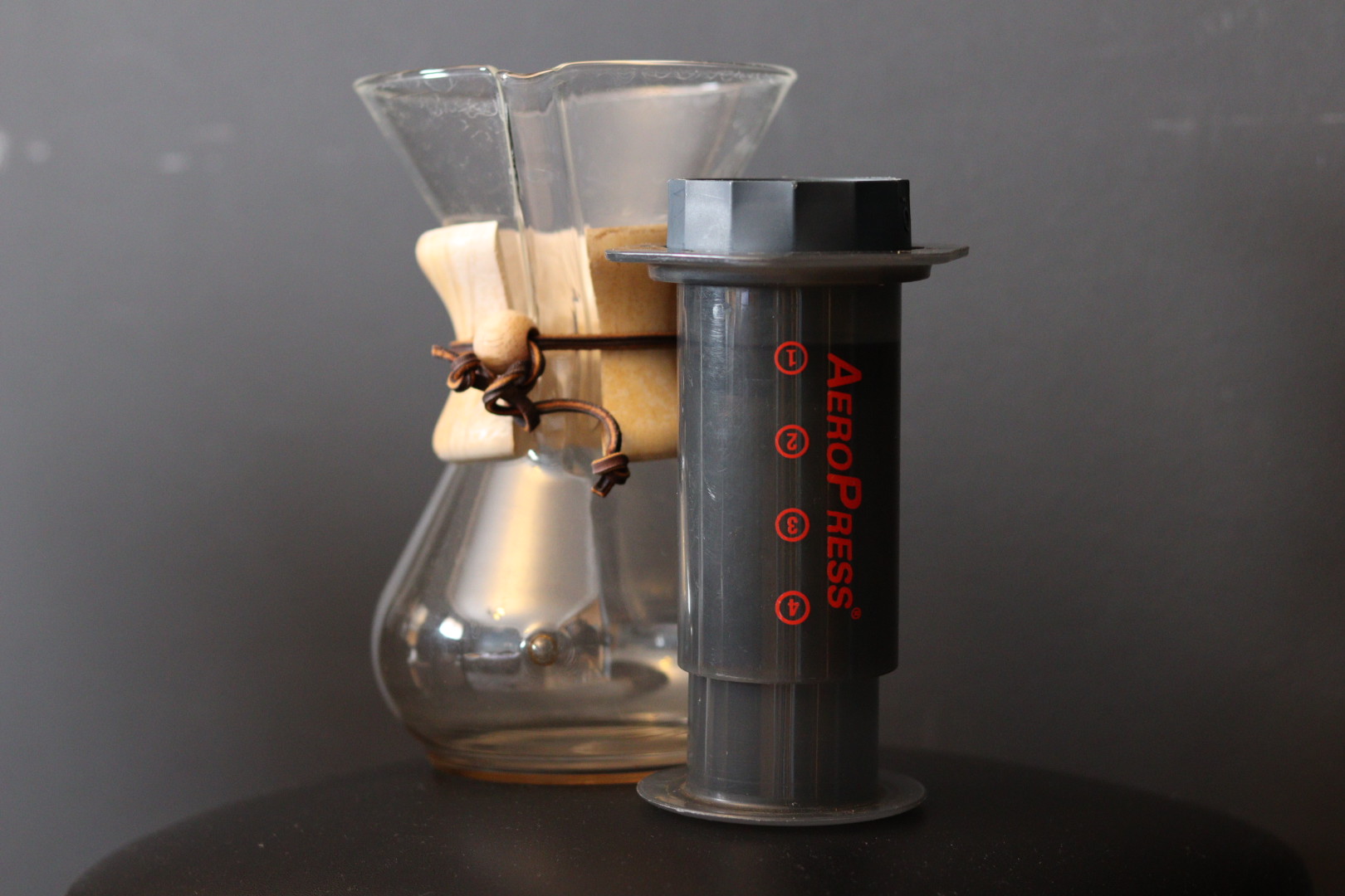 Chemex and aeropress coffee brewers